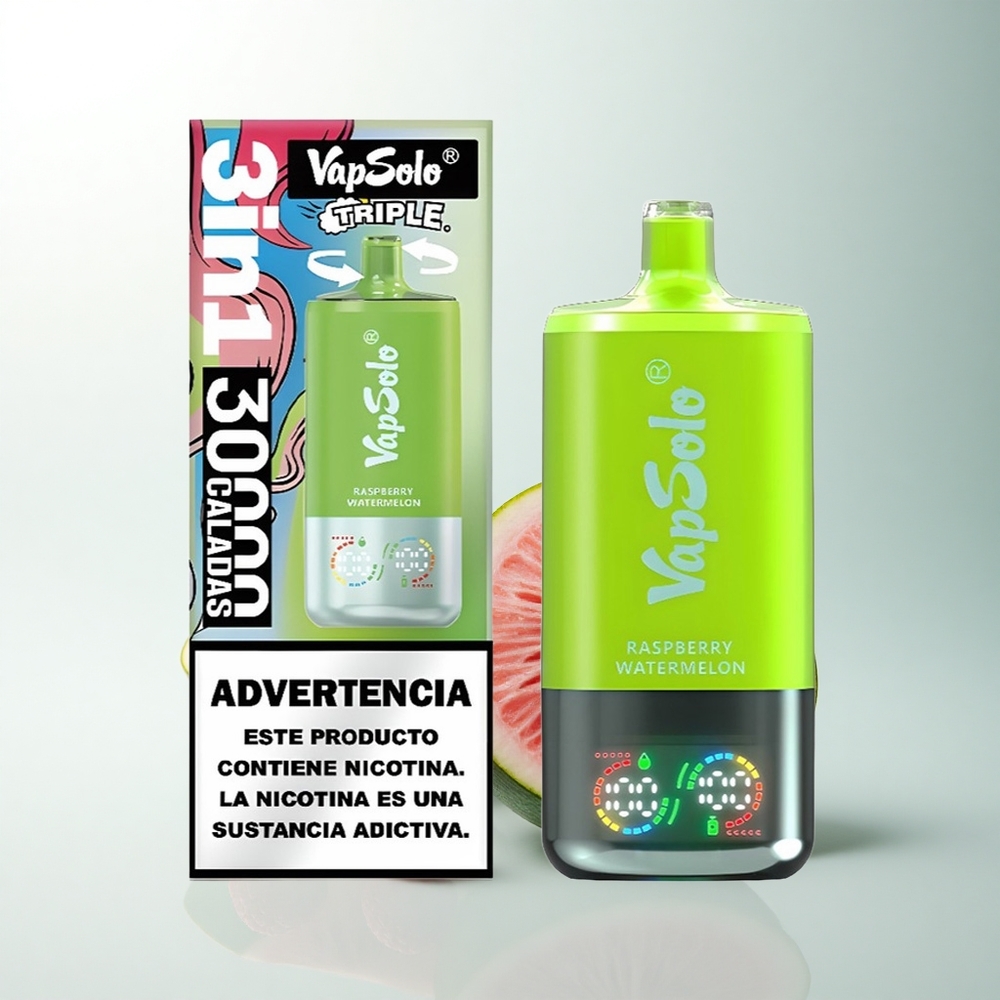 Vapsolo Triple 30000 Puffs Framboise Pastèque Triple 40ml Type-C