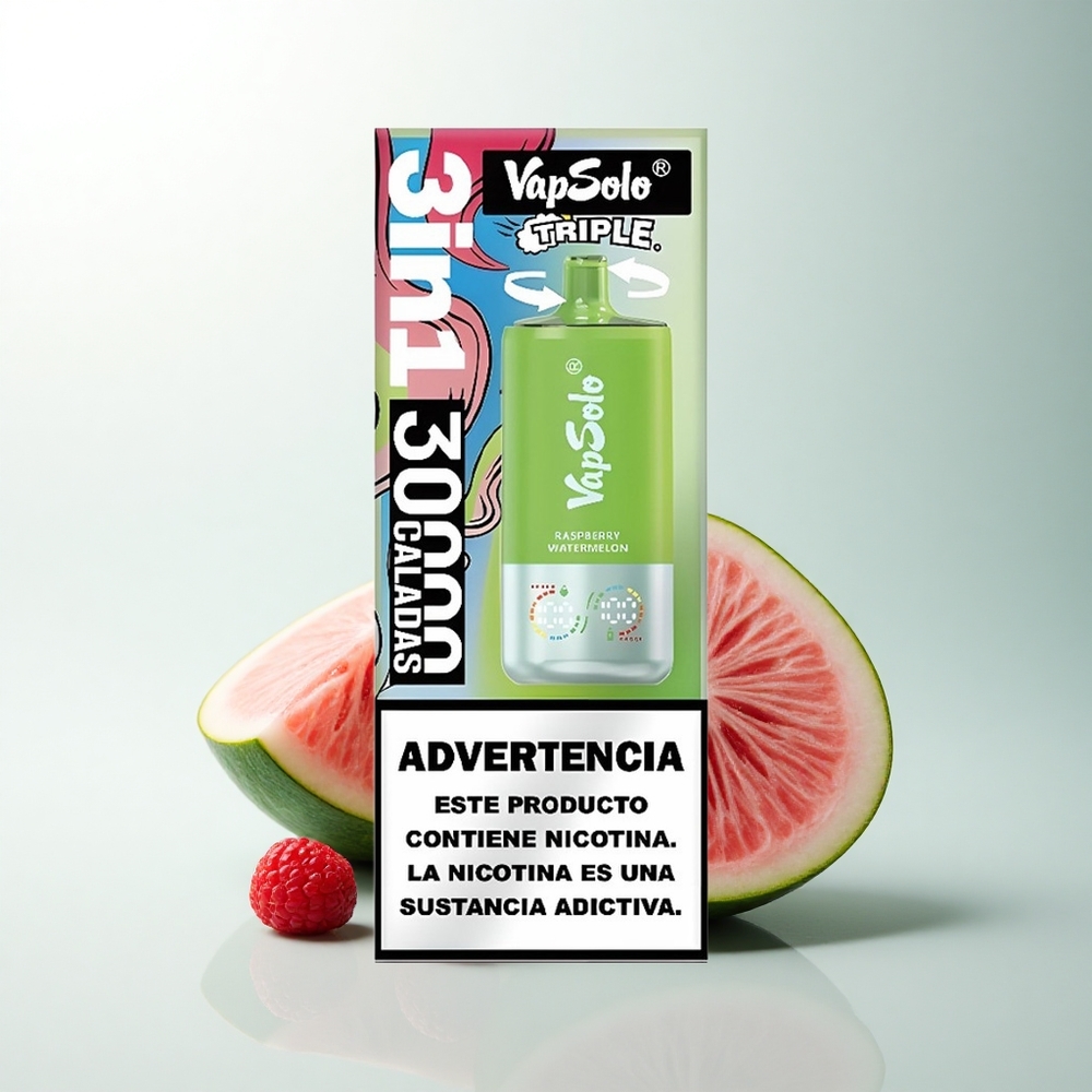 Vapsolo Triple 30000 Puffs Framboise Pastèque Triple 40ml Type-C