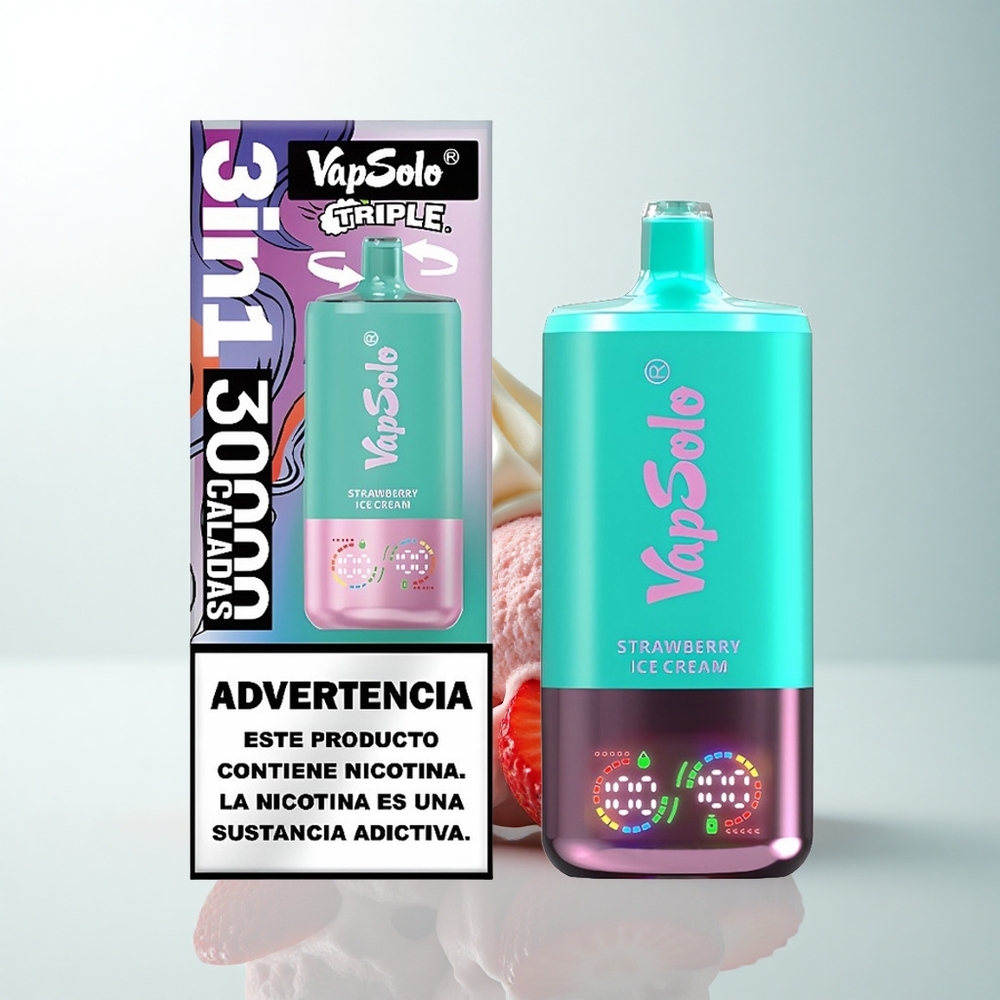 Vapsolo Triple 30000 Puffs Glace à la Fraise Triple 40ml Type-C
