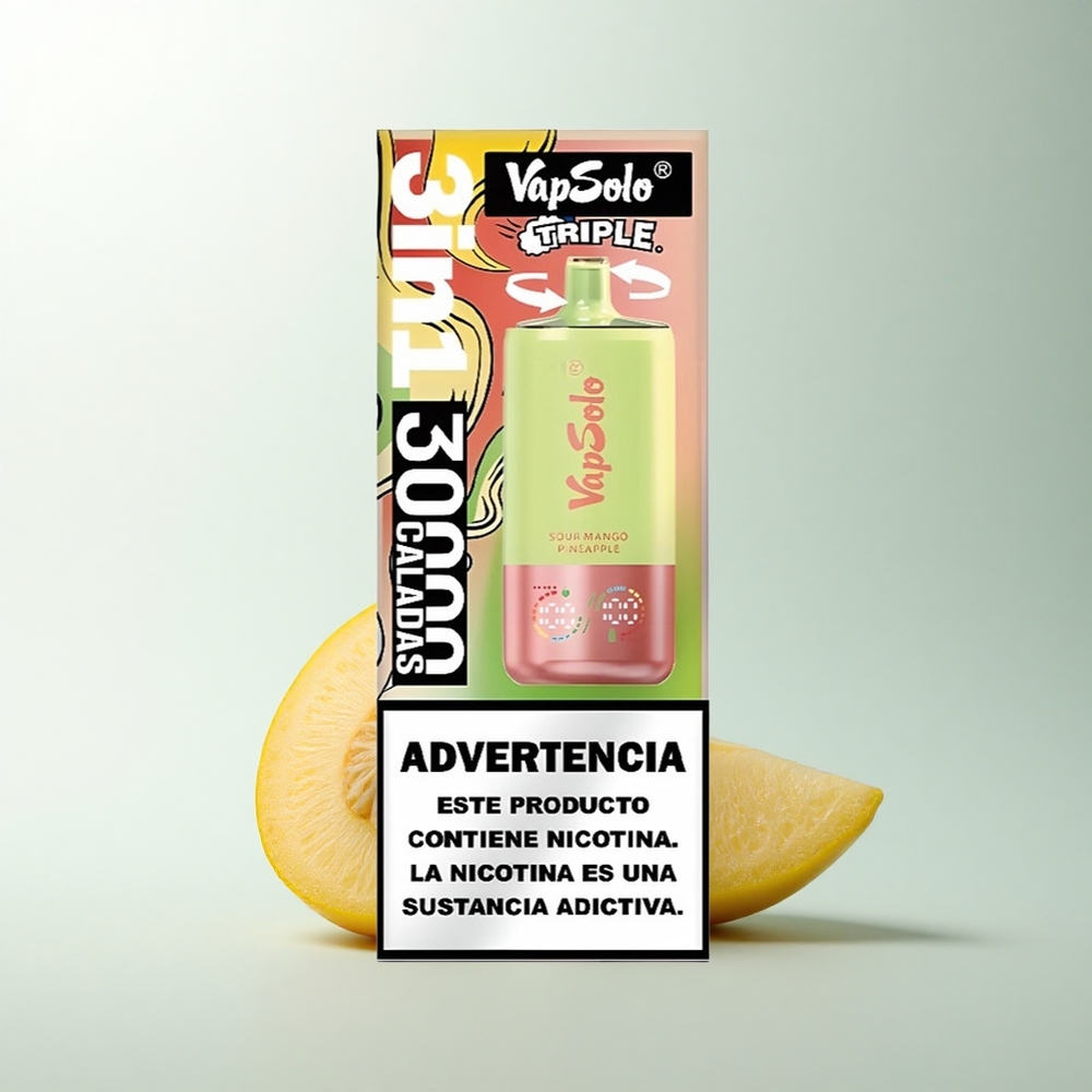 Vapsolo Triple 30000 Puffs Mangue Ananas Acidulé Triple Réservoir 40ml