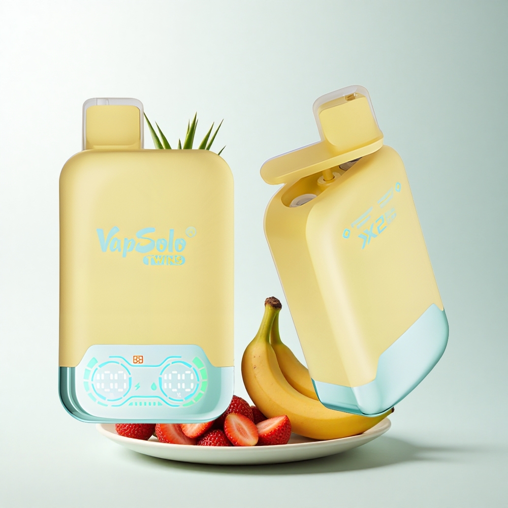 Vapsolo Twins 20000 Puffs Ananas Noix de Coco & Fraise Banane - Double Réservoir 40 ml 20mg/50mg Type-C