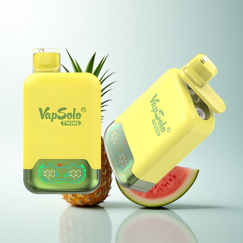 Vapsolo Twins 20000 Puffs Ananas Noix de Coco & Pastèque Glacé Double Réservoir 40ml Type-C