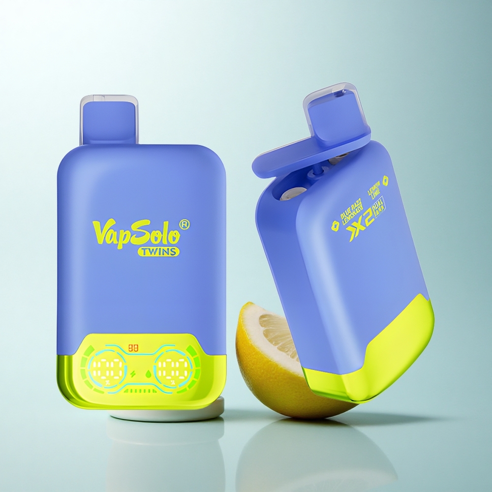 Vapsolo Twins 20000 Puffs Citron Vert & Bleu Framboise Double Réservoir 40ml Type-C