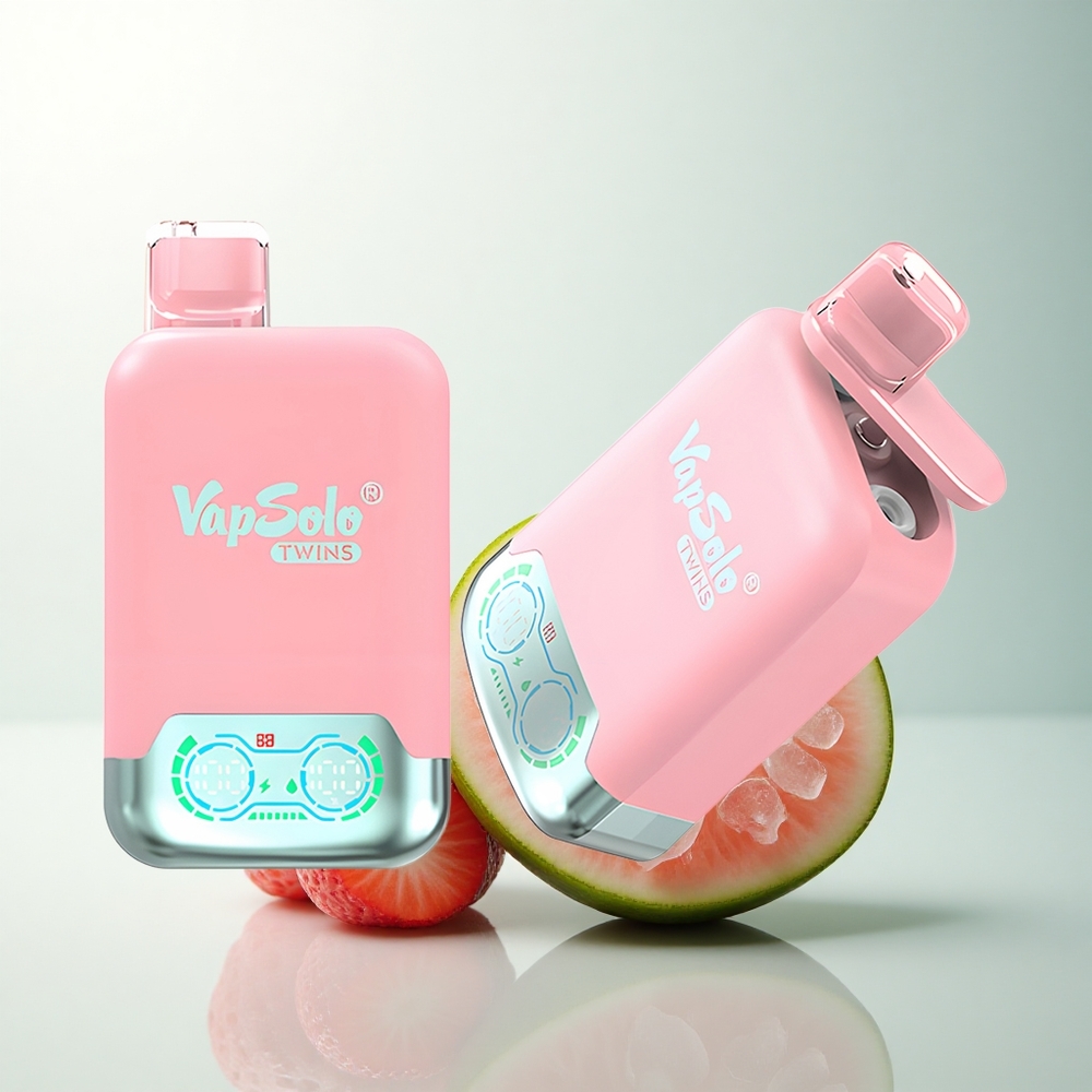 Vapsolo Twins 20000 Puffs Fraises Glacées & Mangue Pêche Pastèque avec 40 ml Double Réservoir