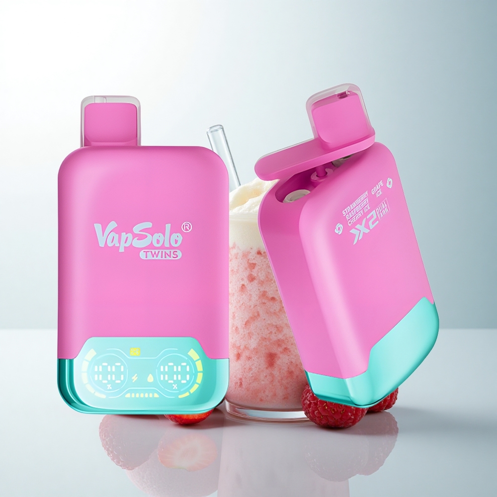 Vapsolo Twins 20000 Puffs Glace Fraise Framboise Cerise & Glace Raisin 40ml Type-C Double Réservoir