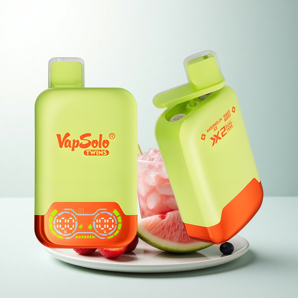 Vapsolo Twins 20000 Puffs Glace à la Pastèque & Baies Mixtes avec 40 ml et Type-C