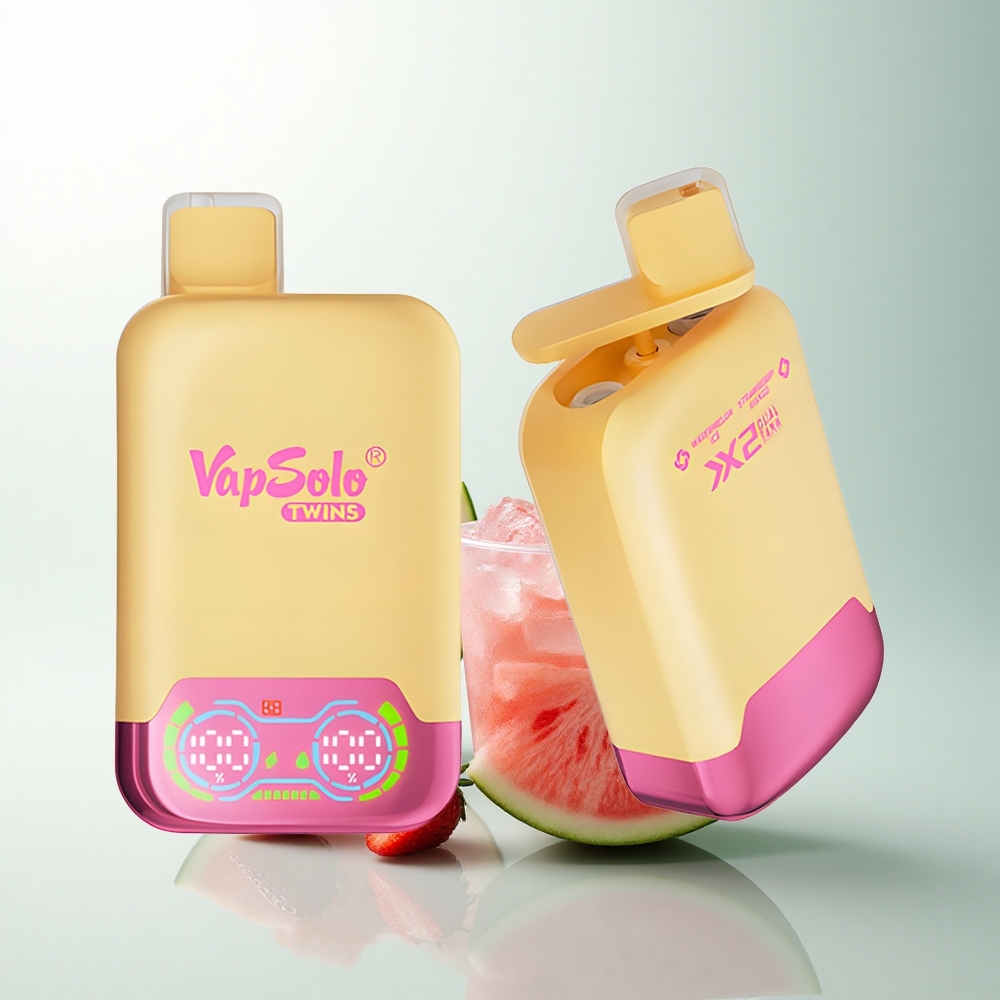 Vapsolo Twins 20000 Puffs Glace à la Pastèque & Mangue Fraise Double Réservoir 40ml Type-C