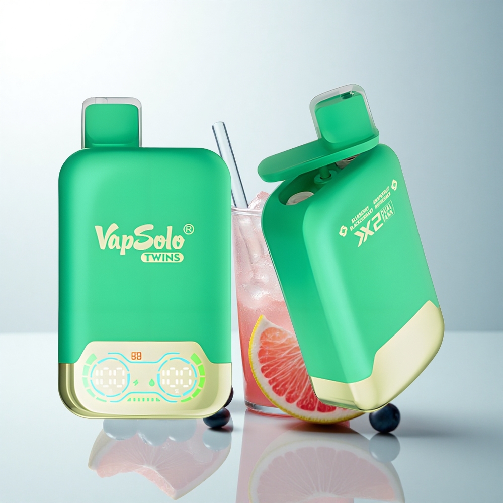 Vapsolo Twins 20000 Puffs Rafraîchissant Myrtille Cassis & Pamplemousse avec 40 ml et Port Type-C