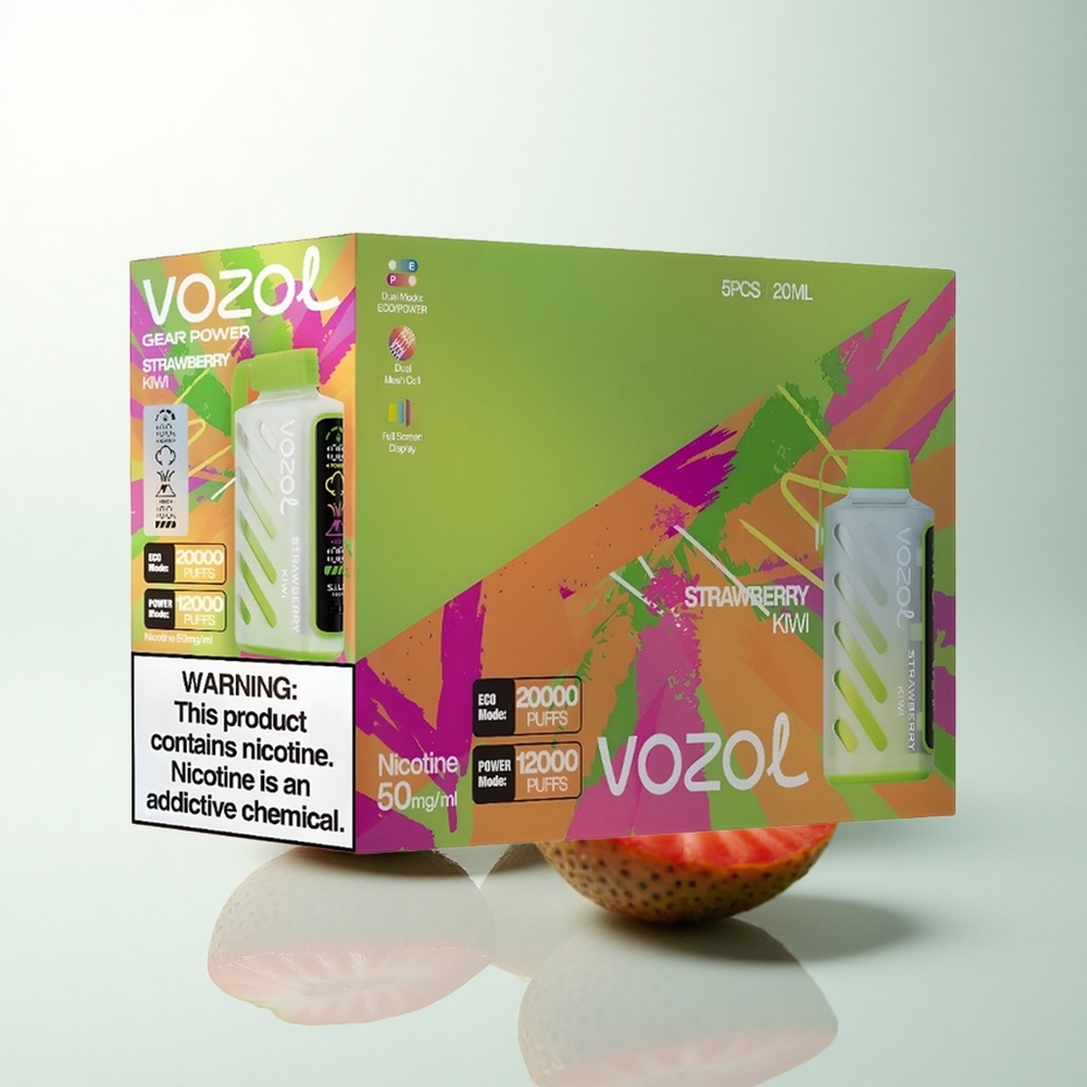 VOZOL Gear Power 20000 Puffs Fraise Kiwi Dual Mesh Écran Plein 20mL