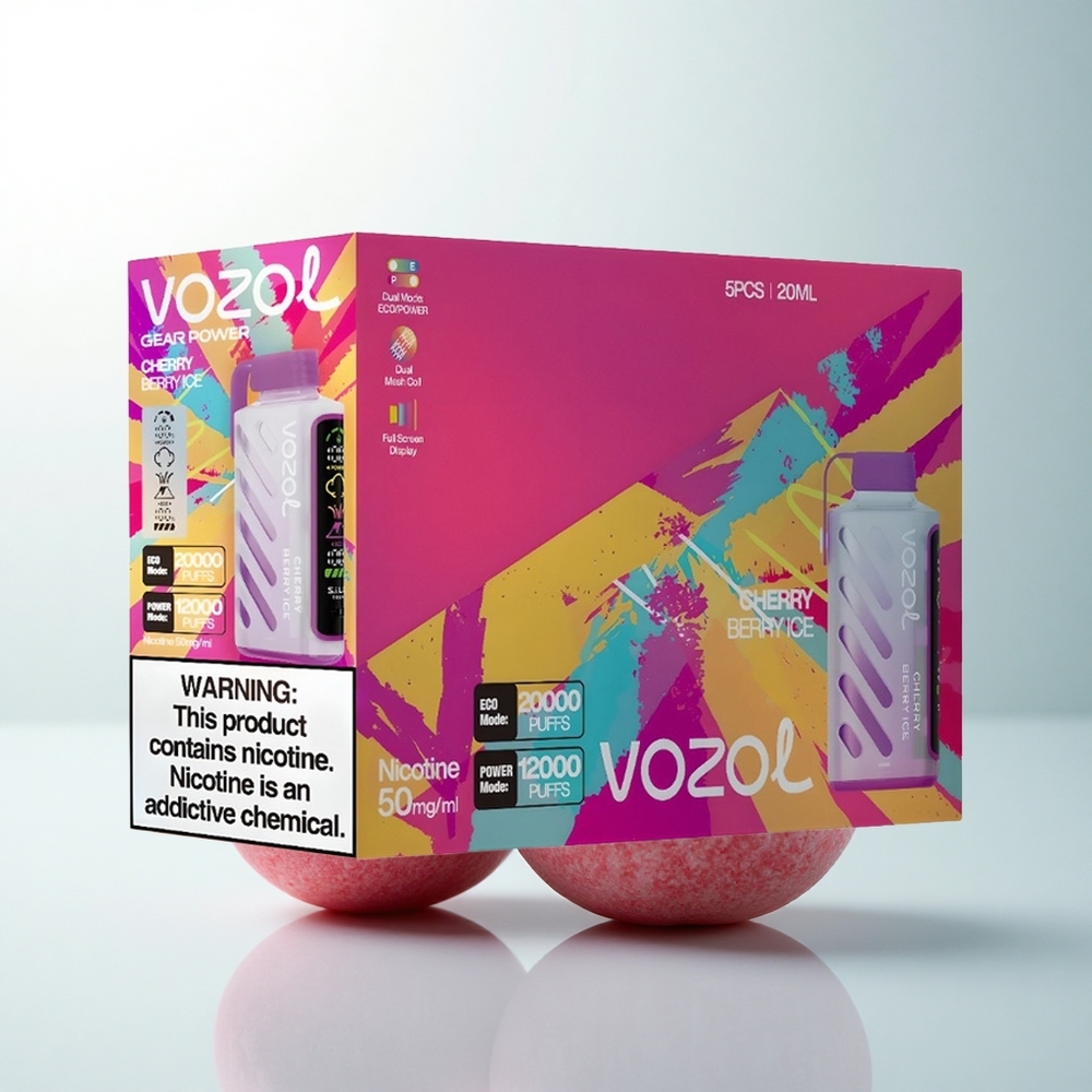 VOZOL Gear Power 20000 Puffs Glace Cerise et Baies avec Double Mesh et 20mL