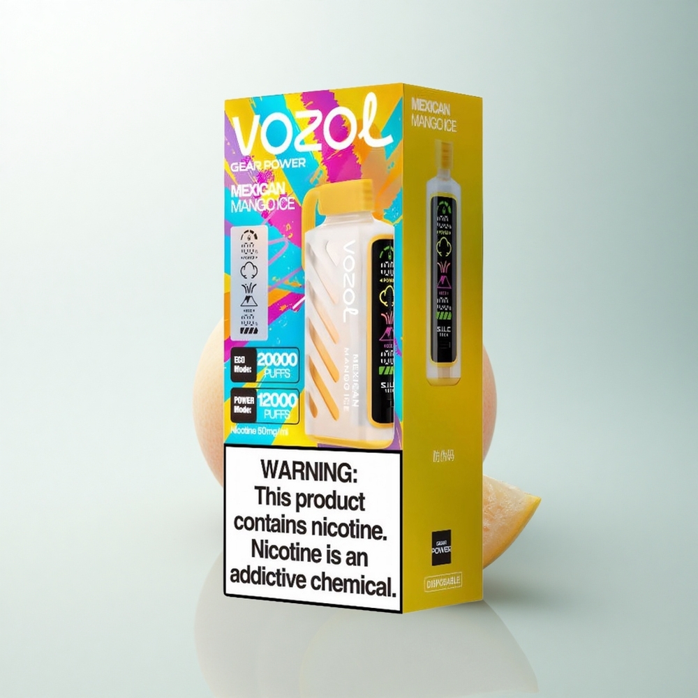 VOZOL Gear Power 20000 Puffs Glace Mangue Mexicaine avec Technologie S.i.L.C. et Double Mesh Coil