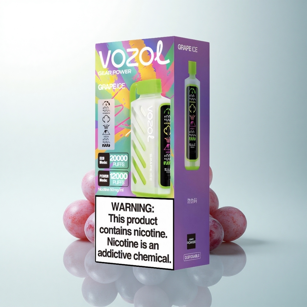VOZOL Gear Power 20000 Puffs Glace de Raisin Dual Mesh Écran Plein 20mL