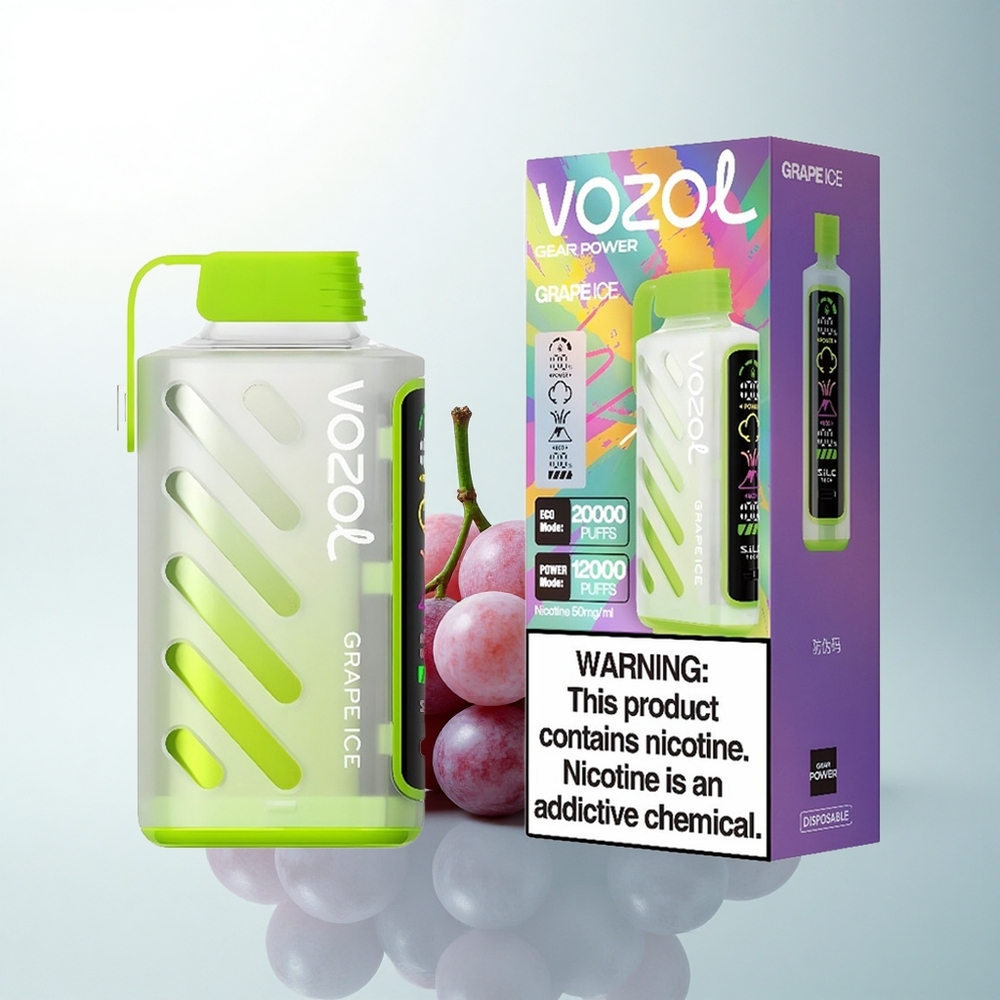 VOZOL Gear Power 20000 Puffs Glace de Raisin Dual Mesh Écran Plein 20mL