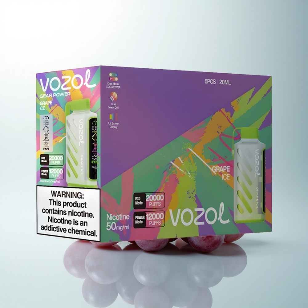 VOZOL Gear Power 20000 Puffs Glace de Raisin Dual Mesh Écran Plein 20mL