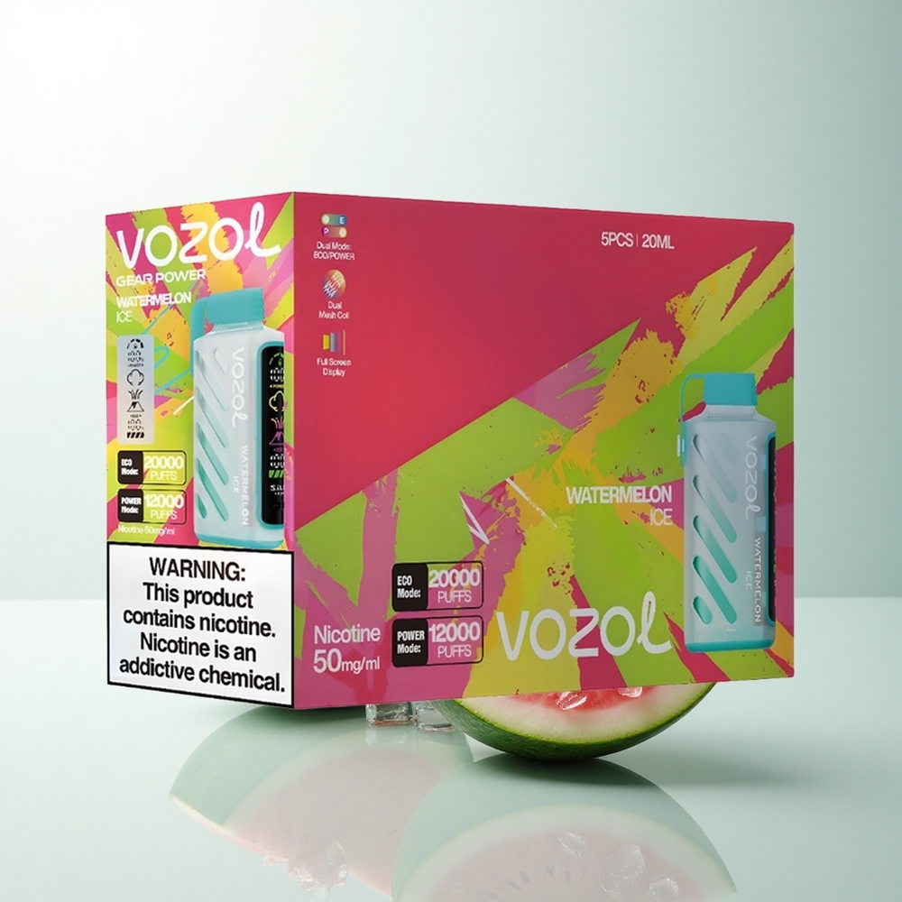 VOZOL Gear Power 20000 Puffs Glace à la Pastèque Dual Mesh Écran Plein
