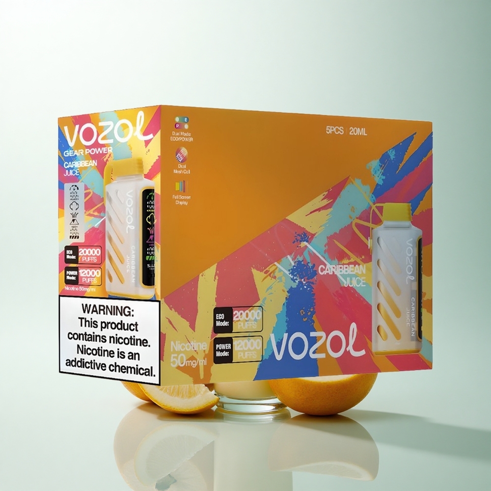 VOZOL Gear Power 20000 Puffs Jus des Caraïbes à Double Mesh et Affichage Plein Écran