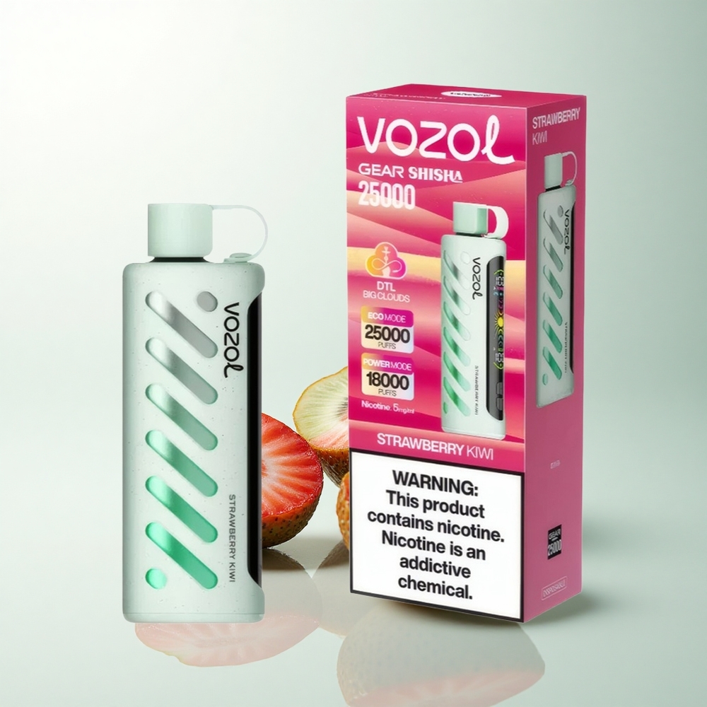 VOZOL Gear Shisha 25000 Puffs Fraise Kiwi Double Mesh 1000mAh 5mg