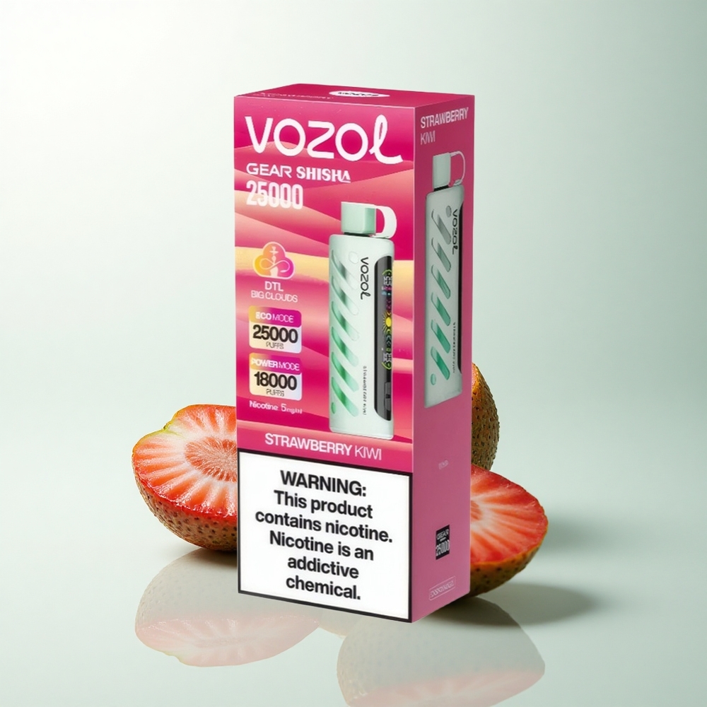 VOZOL Gear Shisha 25000 Puffs Fraise Kiwi Double Mesh 1000mAh 5mg