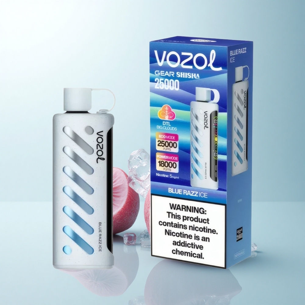 VOZOL Gear Shisha 25000 Puffs Glace Bleue Framboise Double Mesh 1000mAh