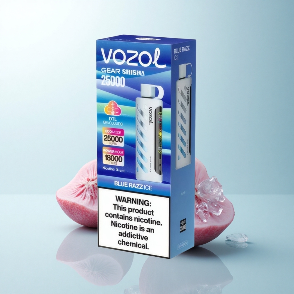 VOZOL Gear Shisha 25000 Puffs Glace Bleue Framboise Double Mesh 1000mAh
