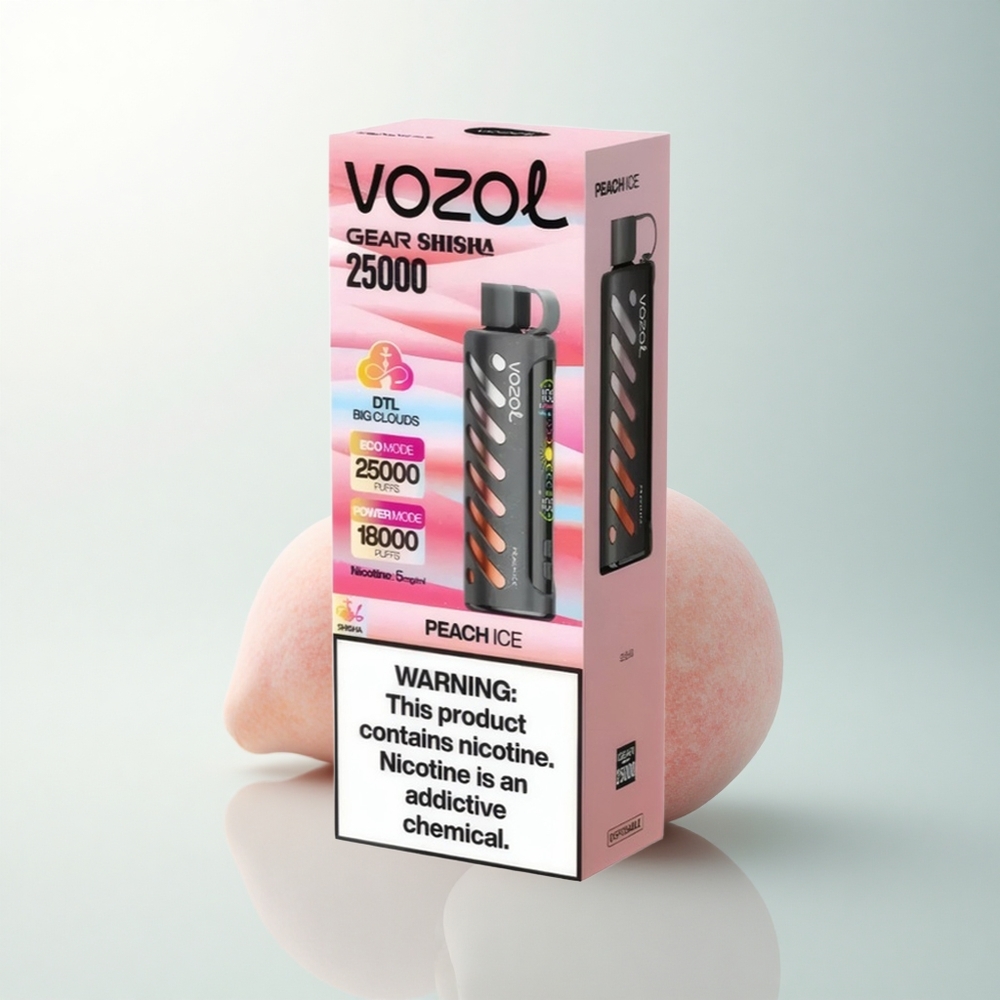 VOZOL Gear Shisha 25000 Puffs Glace à la Pêche Double Mesh Tech 1000mAh