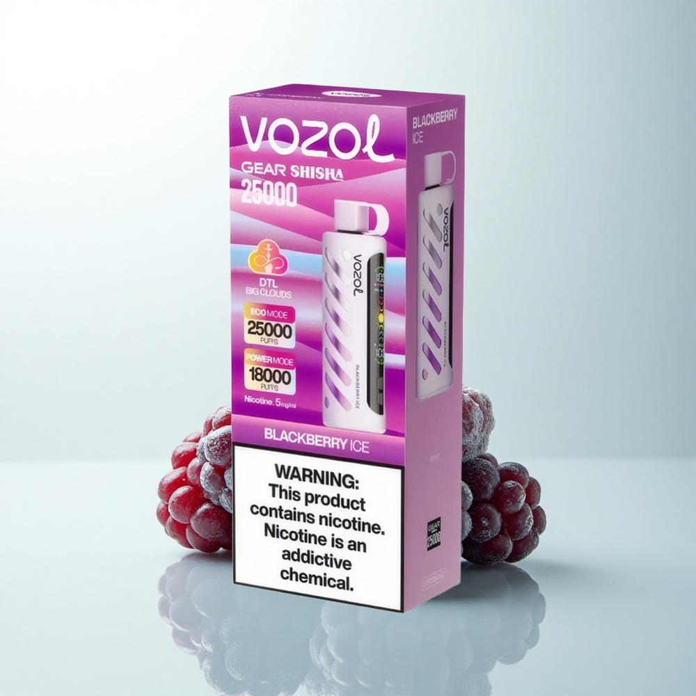 VOZOL Gear Shisha 25000 Puffs Mûre Glacée 1000mAh Dual Mesh