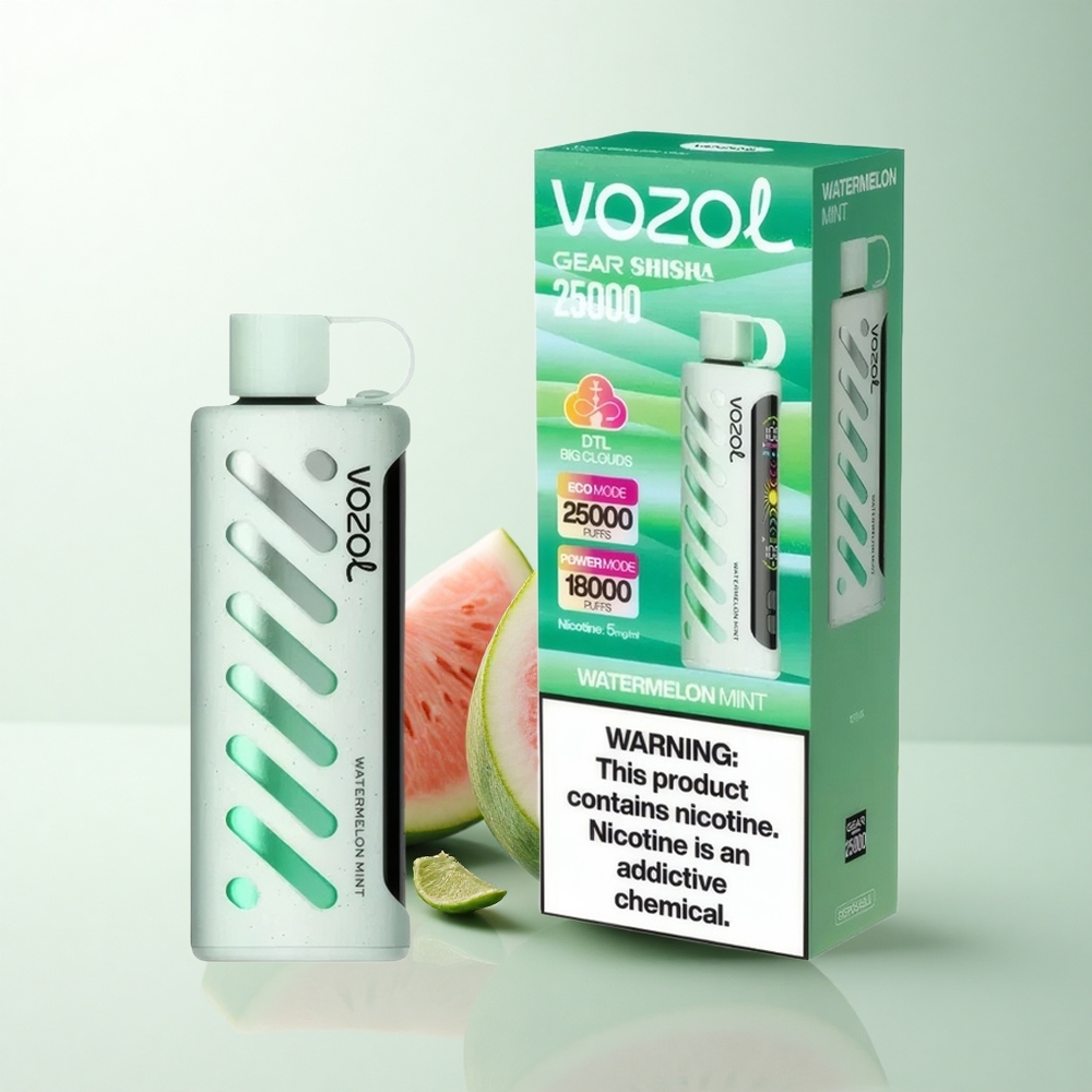VOZOL Gear Shisha 25000 Puffs Pastèque Menthe Dual Mesh 5mg